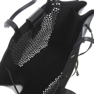 美品 VIV SKIN DENTELLE ハンドバッグ カットワーク レース ポーチ付き 花柄 フラワー レザー ブラック 0250【中古】ROGER VIVIER