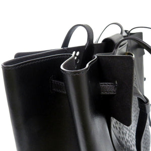 美品 VIV SKIN DENTELLE ハンドバッグ カットワーク レース ポーチ付き 花柄 フラワー レザー ブラック 0250【中古】ROGER VIVIER