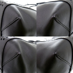 美品 VIV SKIN DENTELLE ハンドバッグ カットワーク レース ポーチ付き 花柄 フラワー レザー ブラック 0250【中古】ROGER VIVIER