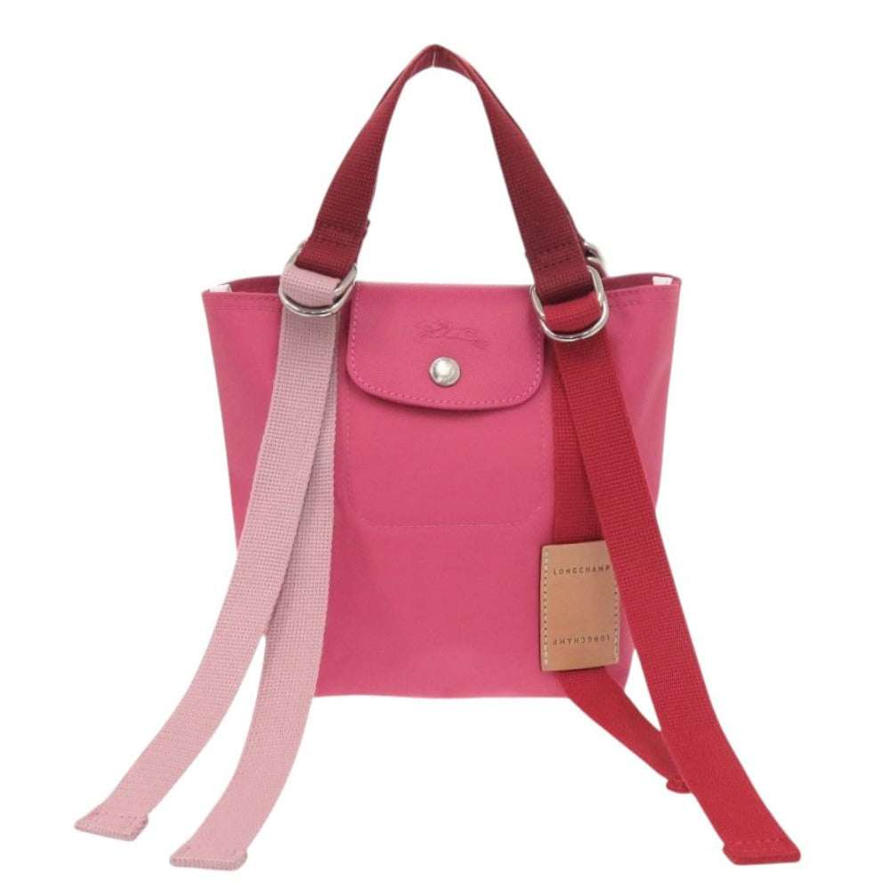 美品 ロンシャン ル プリアージュ リプレイ キャンバス フューシャ ハンドバッグ ピンク 0262【中古】Longchamp
