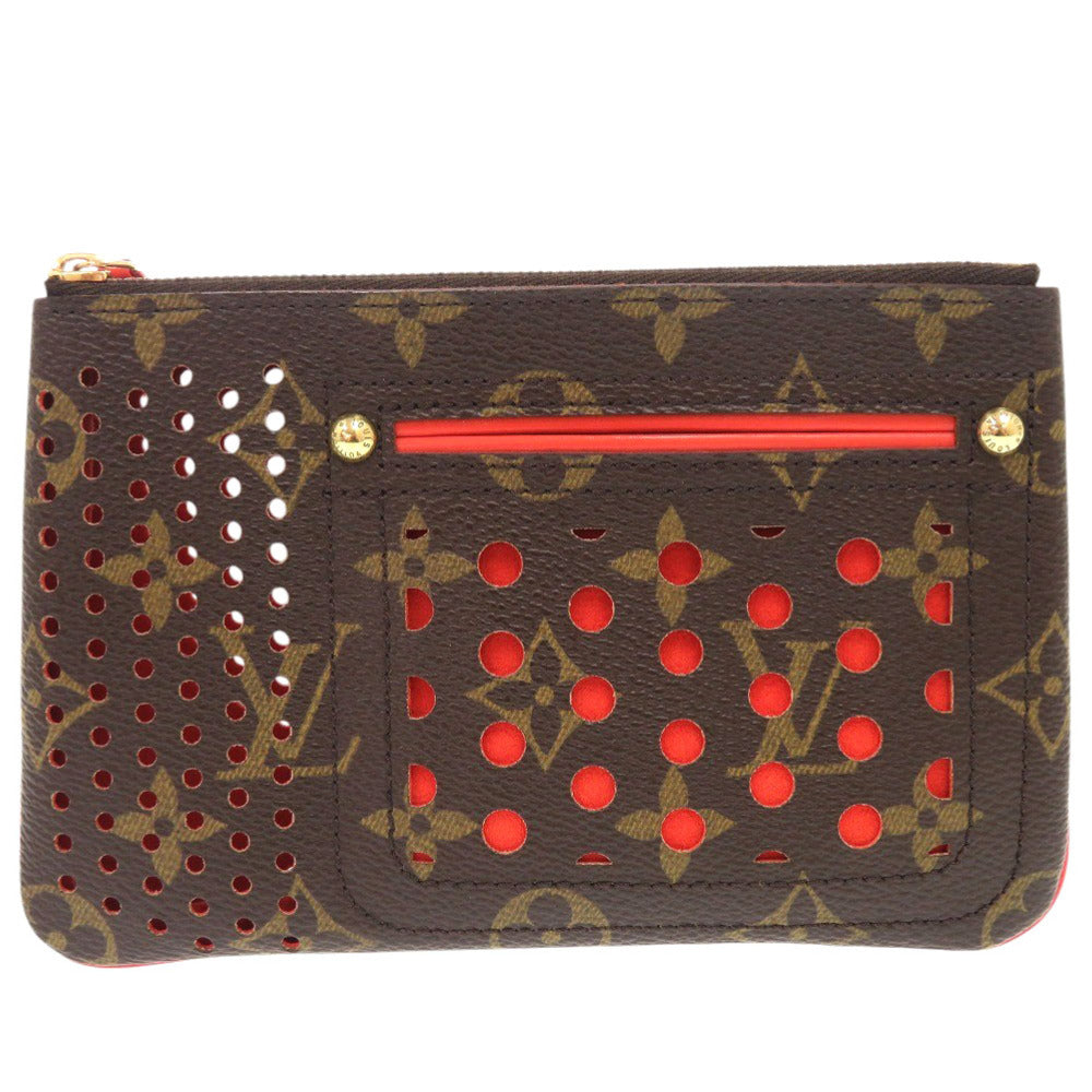 美品 ルイ ヴィトン ポシェットプラット モノグラムペルフォ M95187 オランジュ ポーチ LV 0280【中古】LOUIS VUITTON