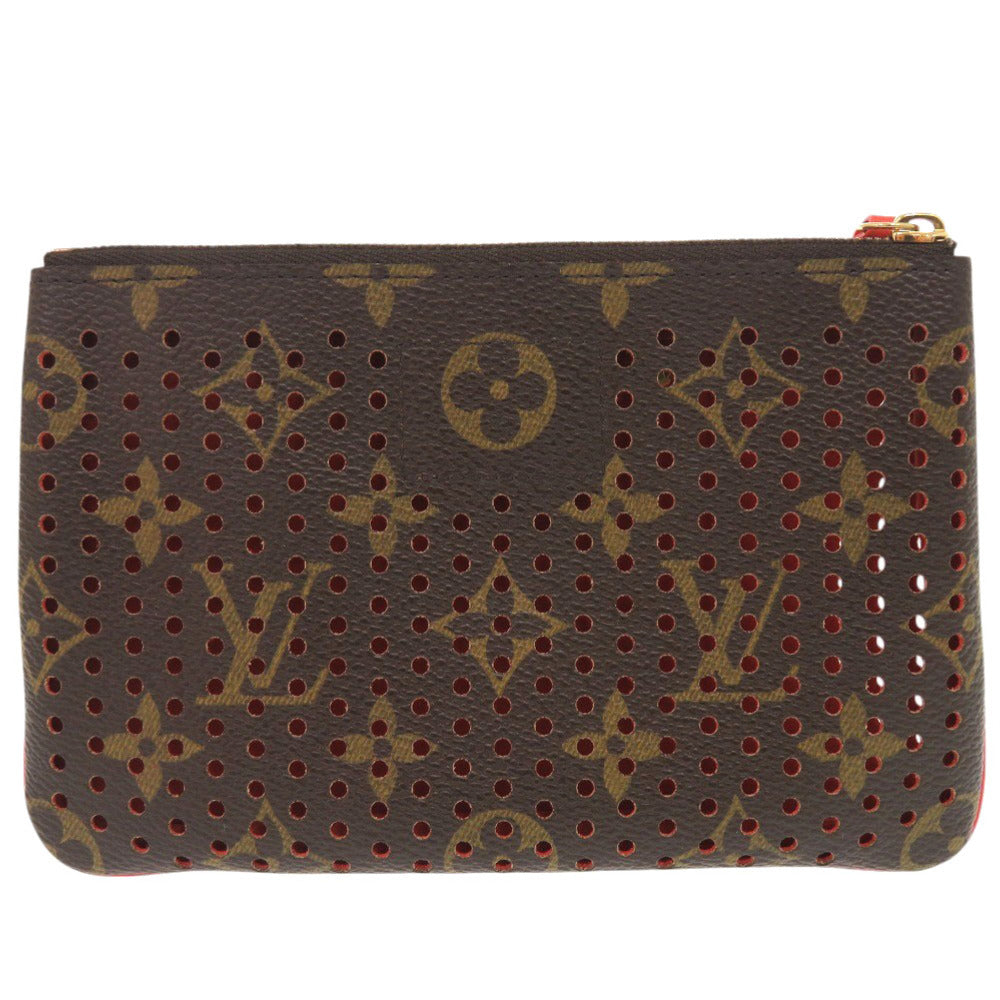 美品 ルイ ヴィトン ポシェットプラット モノグラムペルフォ M95187 オランジュ ポーチ LV 0280【中古】LOUIS VUITTON