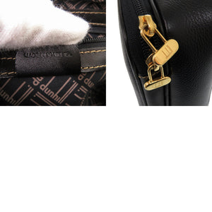 美品 ダンヒル レザー ブラック セカンドバッグ 黒 0283【中古】Dunhill メンズ