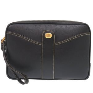 美品 ダンヒル レザー ブラック セカンドバッグ 黒 0283【中古】Dunhill メンズ