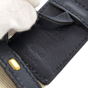 美品 グッチ ガチャベルト ストライプ 375191 キャンバス/レザー ベージュ ネイビー 0297【中古】GUCCI