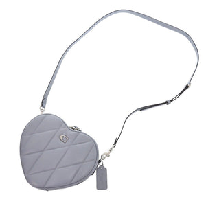 新品同様 コーチ ハート クロスボディ キルティング F2381 CE725 ナッパレザー グレーブルー ショルダーバッグ 0298【中古】COACH