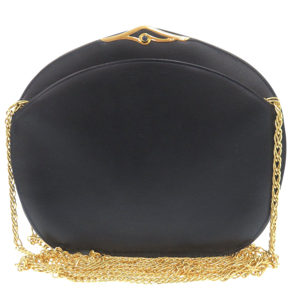 美品 カルティエ サファイアライン 53131 レザー ネイビー チェーンショルダーバッグ 0312【中古】CARTIER