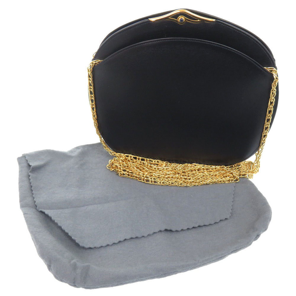 美品 カルティエ サファイアライン 53131 レザー ネイビー チェーンショルダーバッグ 0312【中古】CARTIER