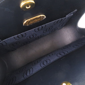 美品 カルティエ サファイアライン 53131 レザー ネイビー チェーンショルダーバッグ 0312【中古】CARTIER