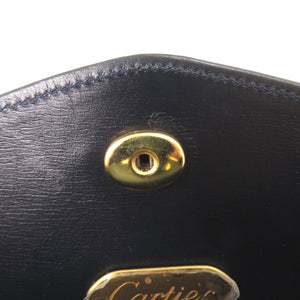 美品 カルティエ サファイアライン 53131 レザー ネイビー チェーンショルダーバッグ 0312【中古】CARTIER
