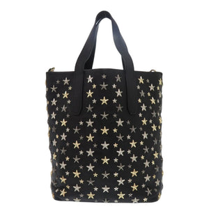 美品 ジミーチュウ スタースタッズ レザー ブラック 2wayハンドバッグ 黒 0319【中古】JIMMY CHOO