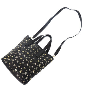 美品 ジミーチュウ スタースタッズ レザー ブラック 2wayハンドバッグ 黒 0319【中古】JIMMY CHOO