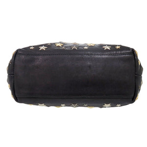 美品 ジミーチュウ スタースタッズ レザー ブラック 2wayハンドバッグ 黒 0319【中古】JIMMY CHOO