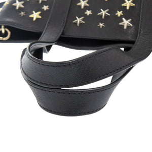 美品 ジミーチュウ スタースタッズ レザー ブラック 2wayハンドバッグ 黒 0319【中古】JIMMY CHOO