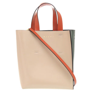 新品同様 マルニ 2WAY カーフレザー ベージュ/グリーン ショルダーバッグ 0348【中古】MARNI