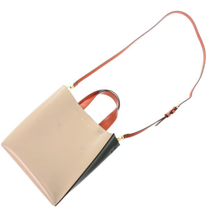 新品同様 マルニ 2WAY カーフレザー ベージュ/グリーン ショルダーバッグ 0348【中古】MARNI