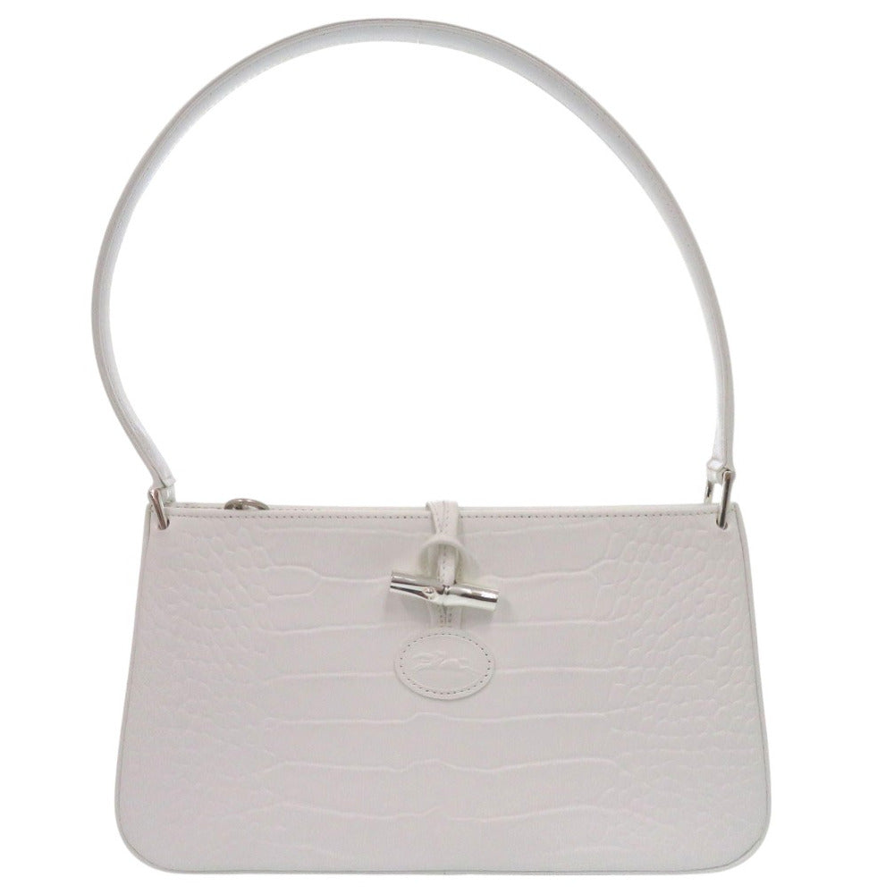新品同様 ロンシャン ロゾ クロコ型押し ワンショルダーバッグ トグル セミショルダー ショルダーバッグ レザー ホワイト 0383【中古】Longchamp