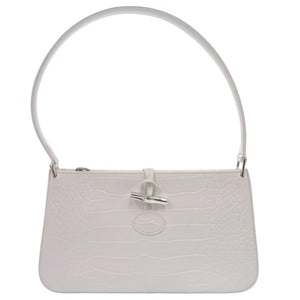 新品同様 ロンシャン ロゾ クロコ型押し ワンショルダーバッグ トグル セミショルダー ショルダーバッグ レザー ホワイト 0383【中古】Longchamp