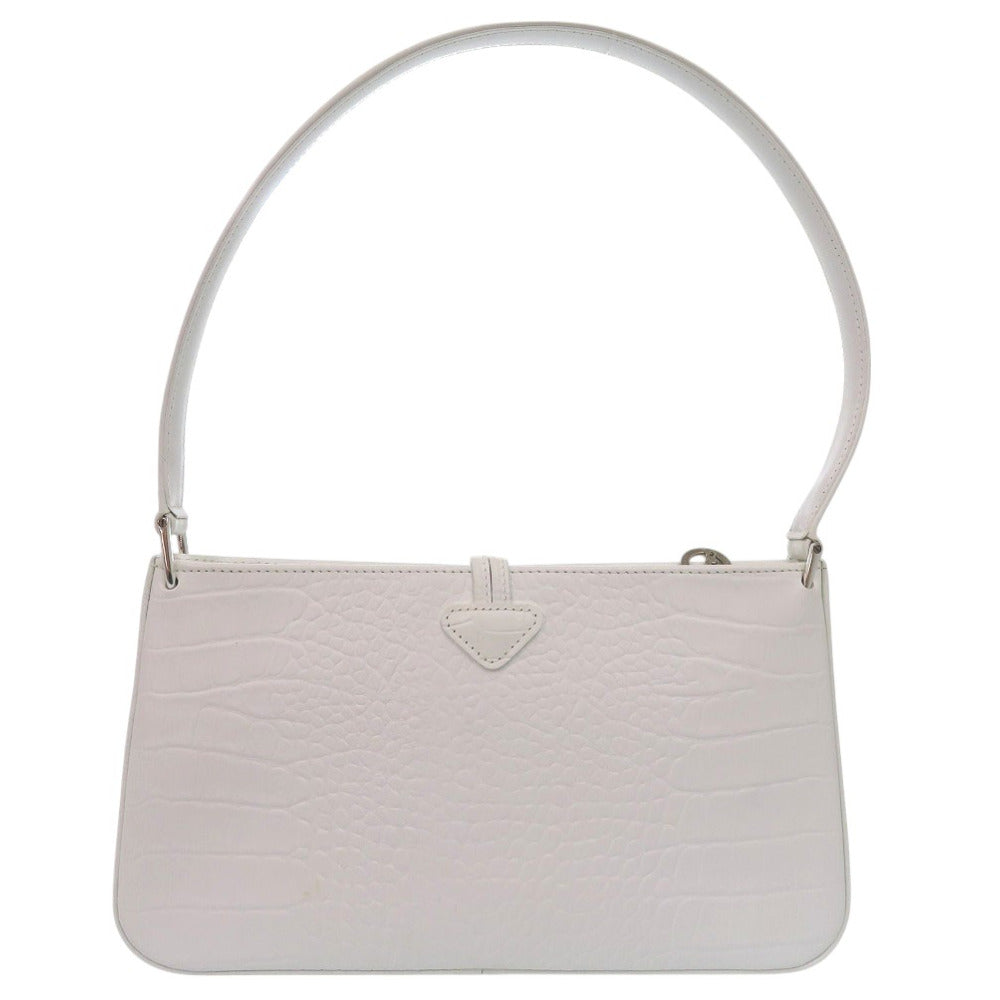 新品同様 ロンシャン ロゾ クロコ型押し ワンショルダーバッグ トグル セミショルダー ショルダーバッグ レザー ホワイト 0383【中古】Longchamp