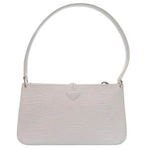 新品同様 ロンシャン ロゾ クロコ型押し ワンショルダーバッグ トグル セミショルダー ショルダーバッグ レザー ホワイト 0383【中古】Longchamp