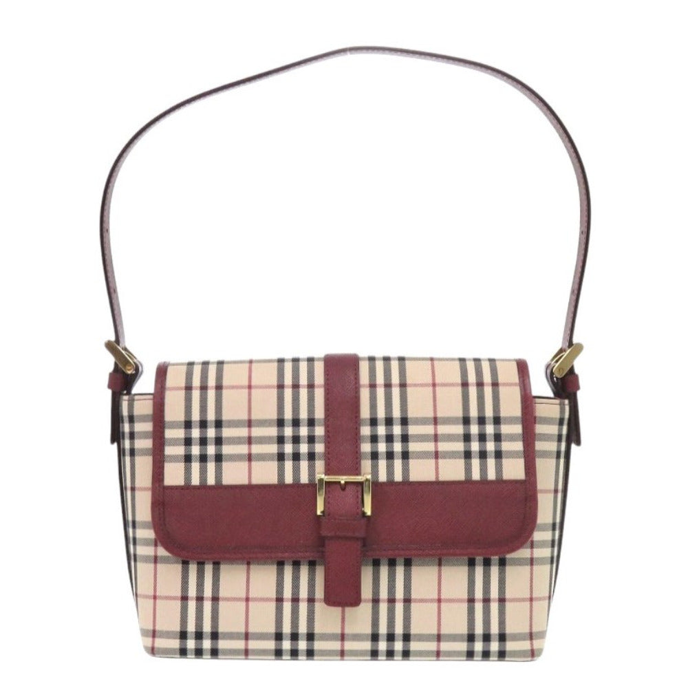 新品同様 バーバリー ノバチェックワンショルダーバッグ キャンバス/レザー ベージュ ハンドバッグ 0406【中古】BURBERRY