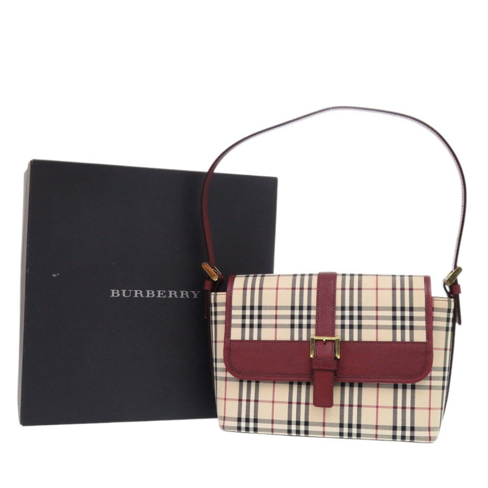 新品同様 バーバリー ノバチェックワンショルダーバッグ キャンバス/レザー ベージュ ハンドバッグ 0406【中古】BURBERRY
