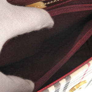 新品同様 バーバリー ノバチェックワンショルダーバッグ キャンバス/レザー ベージュ ハンドバッグ 0406【中古】BURBERRY