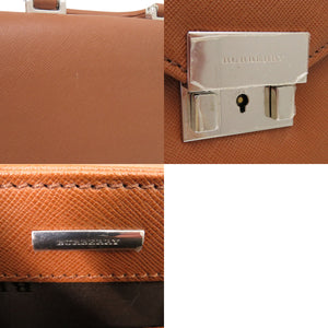 新品同様 バーバリー ブリーフケース ロゴプレート フラップ式 ビジネスバッグ レザー ブラウン 0409【中古】BURBERRY