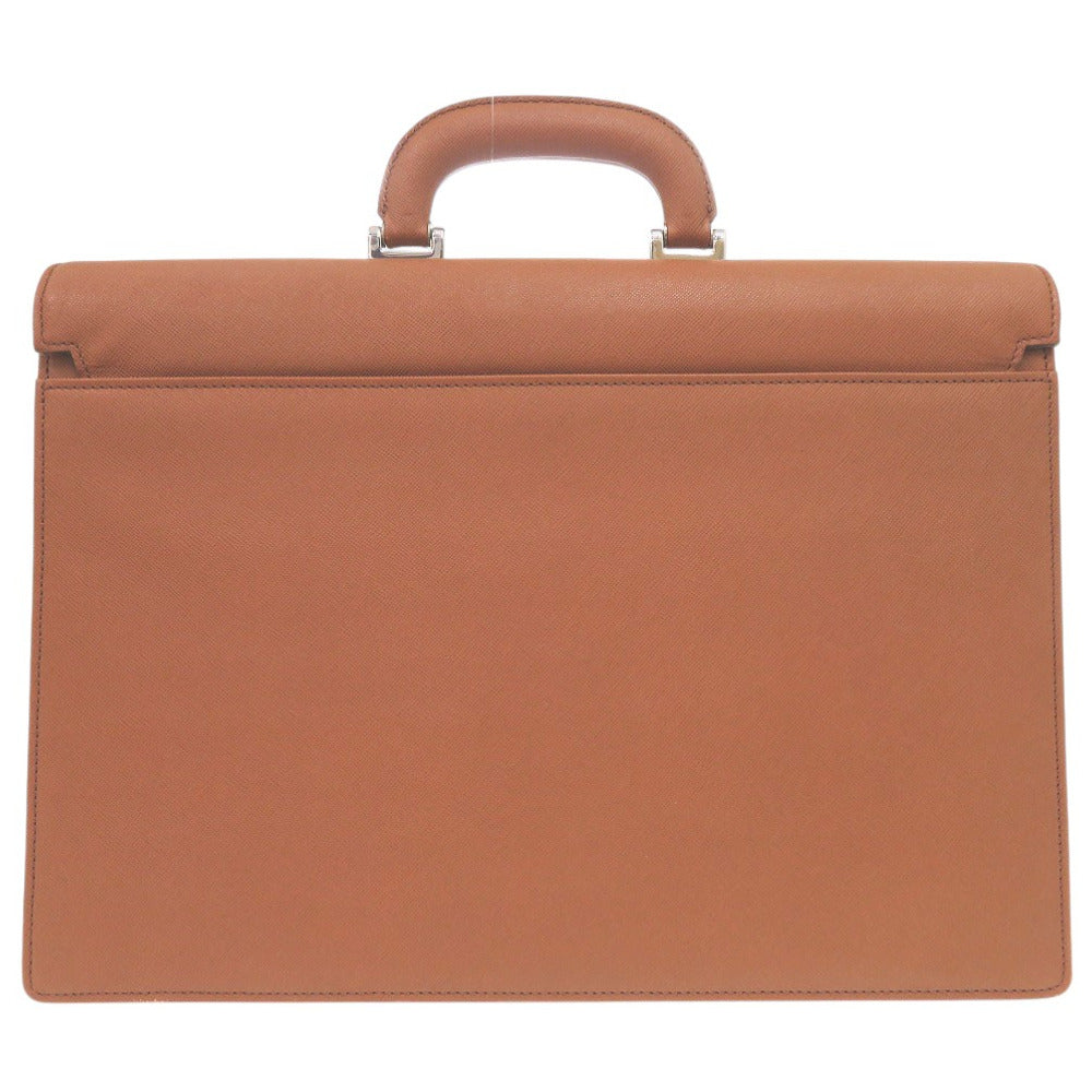 新品同様 バーバリー ブリーフケース ロゴプレート フラップ式 ビジネスバッグ レザー ブラウン 0409【中古】BURBERRY