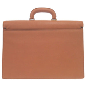 新品同様 バーバリー ブリーフケース ロゴプレート フラップ式 ビジネスバッグ レザー ブラウン 0409【中古】BURBERRY