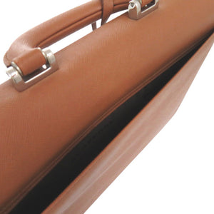 新品同様 バーバリー ブリーフケース ロゴプレート フラップ式 ビジネスバッグ レザー ブラウン 0409【中古】BURBERRY