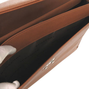 新品同様 バーバリー ブリーフケース ロゴプレート フラップ式 ビジネスバッグ レザー ブラウン 0409【中古】BURBERRY