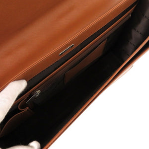 新品同様 バーバリー ブリーフケース ロゴプレート フラップ式 ビジネスバッグ レザー ブラウン 0409【中古】BURBERRY