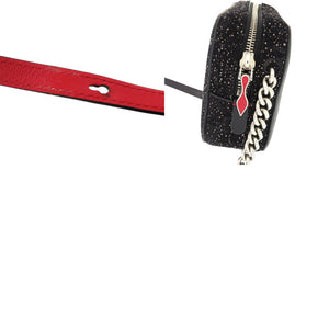 美品 クリスチャンルブタン 1185109 スウェード レザー ブラック チェーンショルダーバッグ 黒 0420【中古】Christian Louboutin