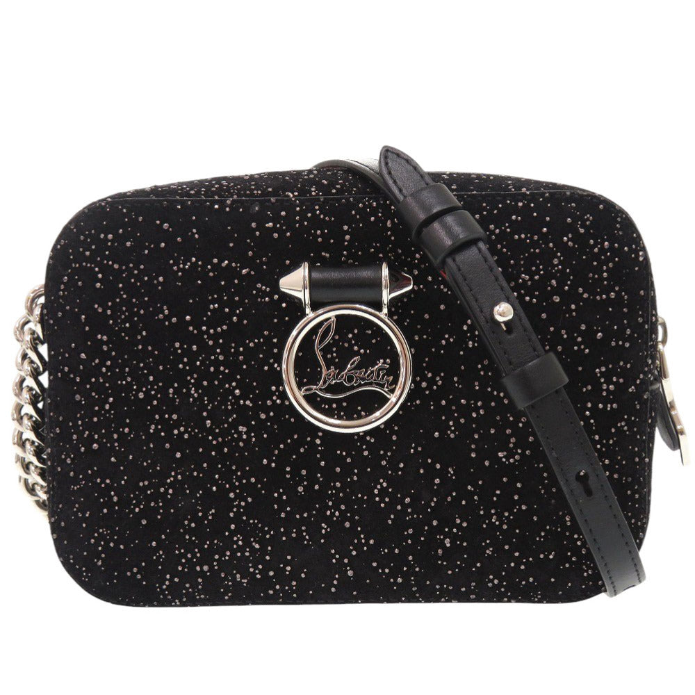 美品 クリスチャンルブタン 1185109 スウェード レザー ブラック チェーンショルダーバッグ 黒 0420【中古】Christian Louboutin