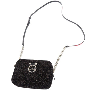 美品 クリスチャンルブタン 1185109 スウェード レザー ブラック チェーンショルダーバッグ 黒 0420【中古】Christian Louboutin