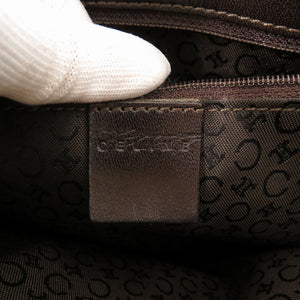 セリーヌ ヴィンテージ トリオンフチェーン 千鳥柄 ファブリック レザー ベージュ ワンショルダーバッグ 0421【中古】CELINE