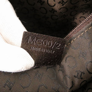 セリーヌ ヴィンテージ トリオンフチェーン 千鳥柄 ファブリック レザー ベージュ ワンショルダーバッグ 0421【中古】CELINE