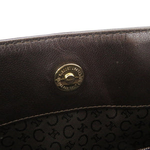 セリーヌ ヴィンテージ トリオンフチェーン 千鳥柄 ファブリック レザー ベージュ ワンショルダーバッグ 0421【中古】CELINE