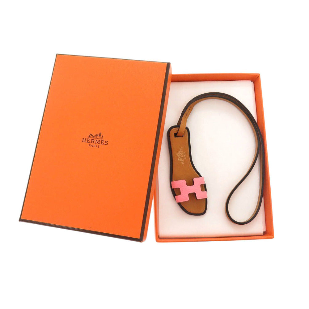 新品同様 エルメス オラン ナノ 080148CA エプソン ピンク ナチュラルサブレ バッグチャーム 0452【中古】HERMES