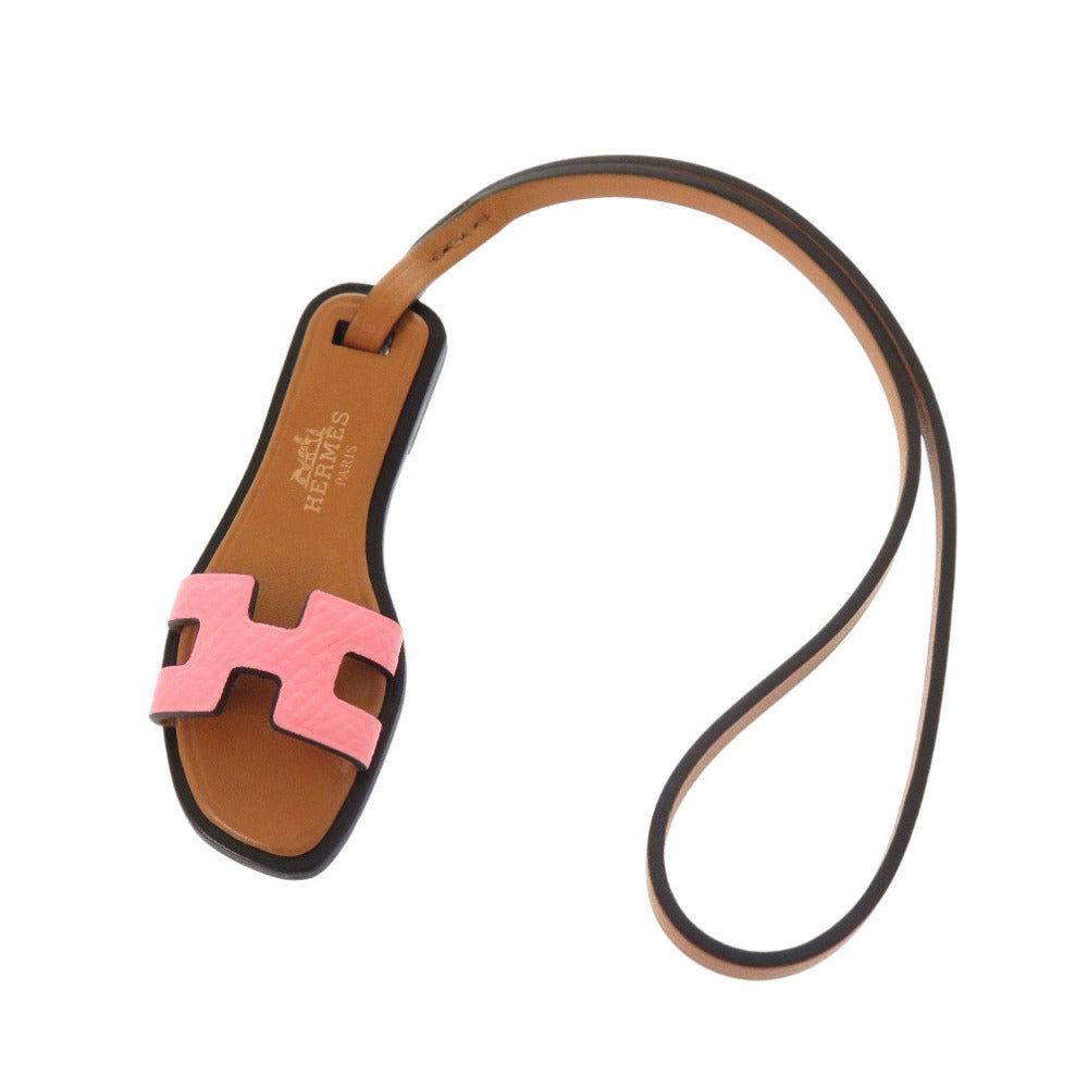 新品同様 エルメス オラン ナノ 080148CA エプソン ピンク ナチュラルサブレ バッグチャーム 0452【中古】HERMES