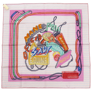 未使用品 エルメス カレ70 シュヴァロスコープ ネオン ポワンティエ Chevaloscope Neon スカーフ シルク BLANC 0453【中古】HERMES