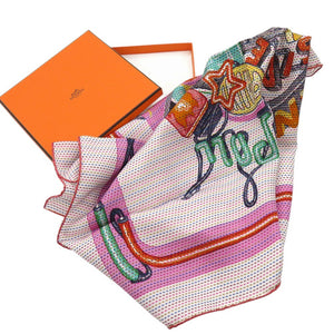 未使用品 エルメス カレ70 シュヴァロスコープ ネオン ポワンティエ Chevaloscope Neon スカーフ シルク BLANC 0453【中古】HERMES