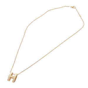 美品 エルメス ミニポップアッシュH ロゴ GP ホワイト ネックレス 0461【中古】HERMES