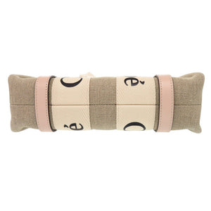 美品 クロエ WOODY スモールトートバッグ レザー/リネンキャンバス ベージュ ピンク 2wayハンドバッグ 0469【中古】Chloe