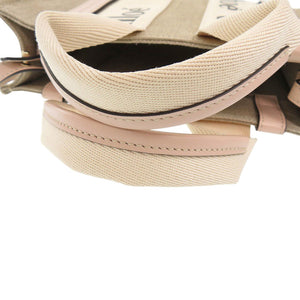 美品 クロエ WOODY スモールトートバッグ レザー/リネンキャンバス ベージュ ピンク 2wayハンドバッグ 0469【中古】Chloe
