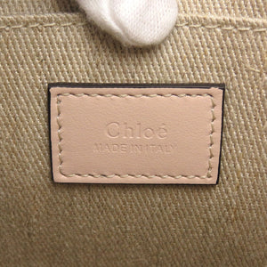 美品 クロエ WOODY スモールトートバッグ レザー/リネンキャンバス ベージュ ピンク 2wayハンドバッグ 0469【中古】Chloe
