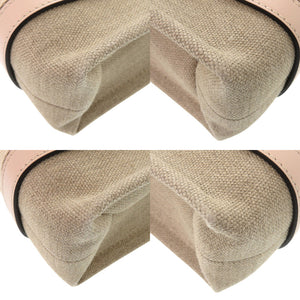 美品 クロエ WOODY スモールトートバッグ レザー/リネンキャンバス ベージュ ピンク 2wayハンドバッグ 0469【中古】Chloe