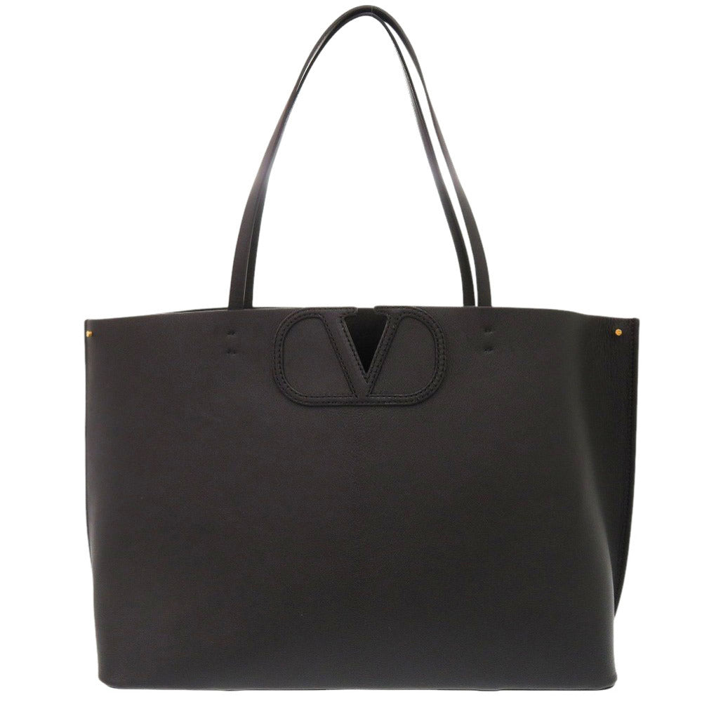 新品同様 ヴァレンティノ ガラヴァーニ Vロゴ レザー ブラック トートバッグ 黒 0511【中古】Valentino Garavani