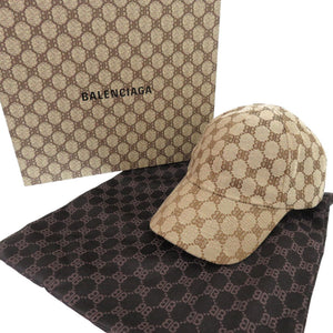 新品同様 バレンシアガ × グッチ ザ ハッカー プロジェクト 680717 キャンバス ベージュ 帽子 0514【中古】BALENCIAGA メンズ